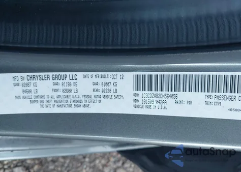 2013 Dodge Avenger Se from USA, damaged, VIN 1C3CDZAB2DN564056